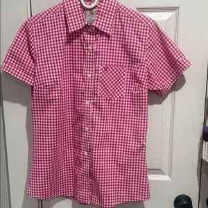 Women’s Pink Carhartt Gingham Short Sleeve Shirt